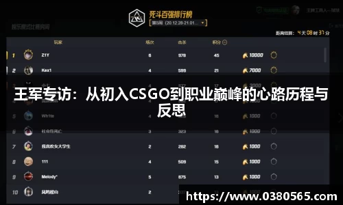 王军专访：从初入CSGO到职业巅峰的心路历程与反思